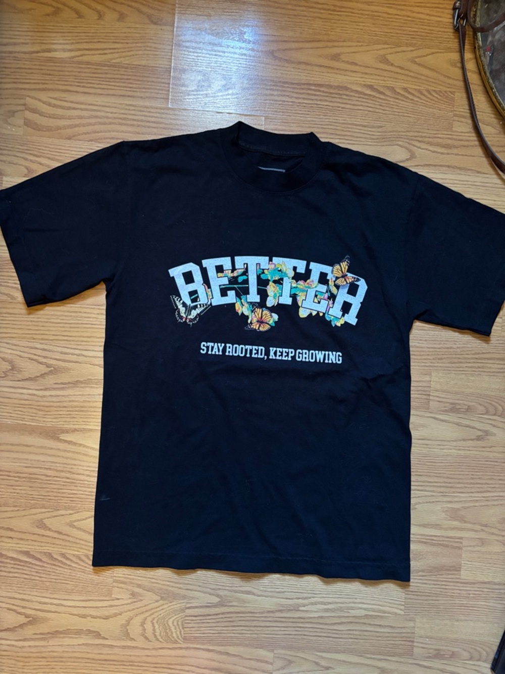 Get Better Today Floral Graphic Tee - Black size small